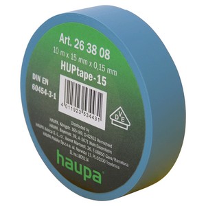 Изолента Haupa ПВХ, цвет синий, шир. 15мм, длина 10 м, d 60 мм фото Изолента Haupa ПВХ, цвет синий, шир. 15мм, длина 10 м, d 60 мм картинка